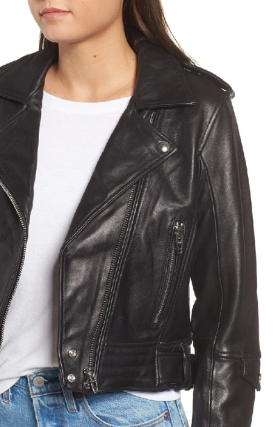 Shop Blanknyc Real Leather Moto Jacket In Black Smoke