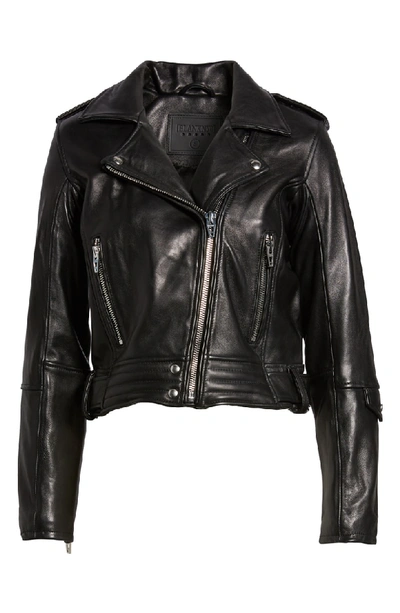 Shop Blanknyc Real Leather Moto Jacket In Black Smoke