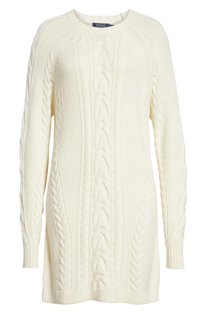 Shop Polo Ralph Lauren Cable Sweater Dress In Cream