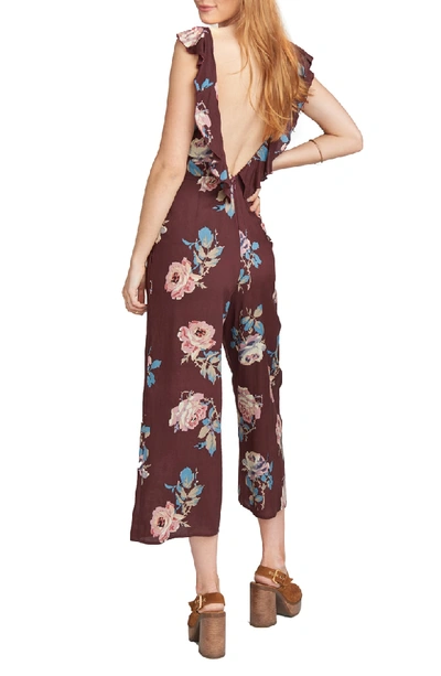 Shop Show Me Your Mumu Chocolate & Roses Crop Jumpsuit In Chocolate And Roses Drape