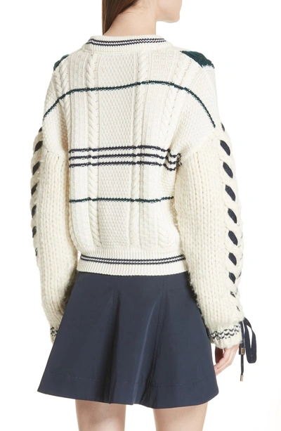 Shop Carven Cable Knit Merino Wool & Alpaca Sweater In Ecru