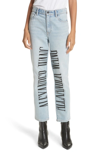 Shop Alexander Wang T Denim X Alexander Wang Logo Embroidered Straight Leg Jeans In Bleach