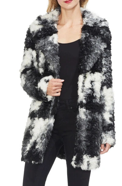 Shop Vince Camuto Marled Shaggy Faux Fur Jacket In Rich Black