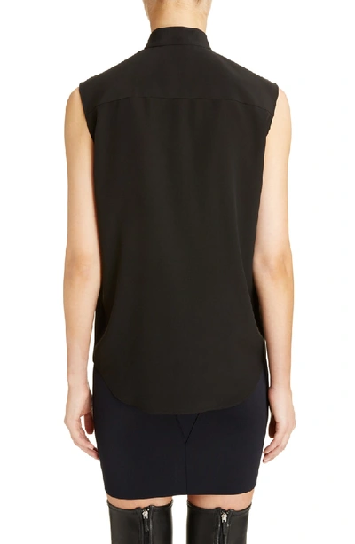 Shop Givenchy Pleated Bib Silk Blend Blouse In Black