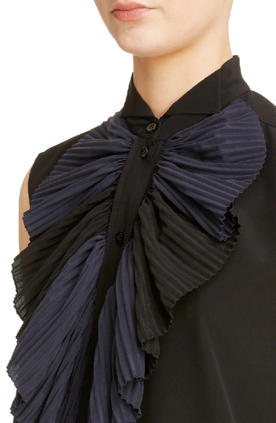 Shop Givenchy Pleated Bib Silk Blend Blouse In Black