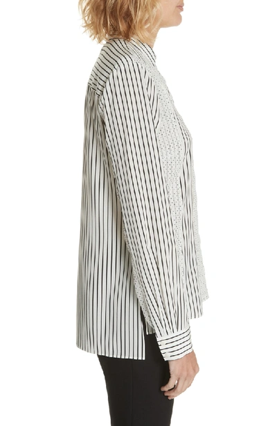 Shop Derek Lam 10 Crosby Stripe & Dot Silk Blend Blouse In White