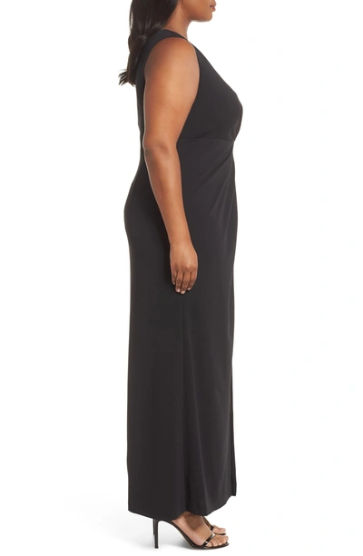 Shop Adrianna Papell Beaded Trim Gown In Black