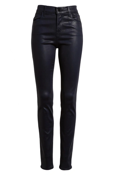 Shop J Brand Maria High Waist Skinny Jeans In Coated Electric