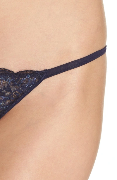 Shop Le Mystere 'sophia' Lace Thong In Sapphire