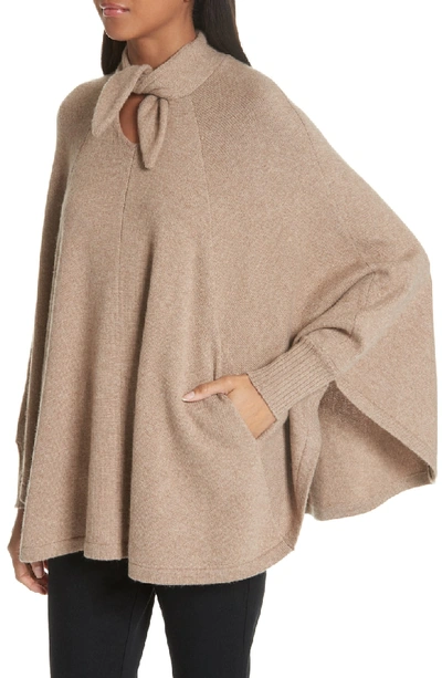 Shop Co Wool & Cashmere Tie Neck Sweater Cape In Caramel