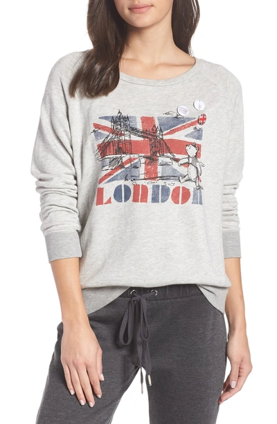 Shop David Lerner London Bridge French Terry Sweatshirt In Heather Grey/ Hea