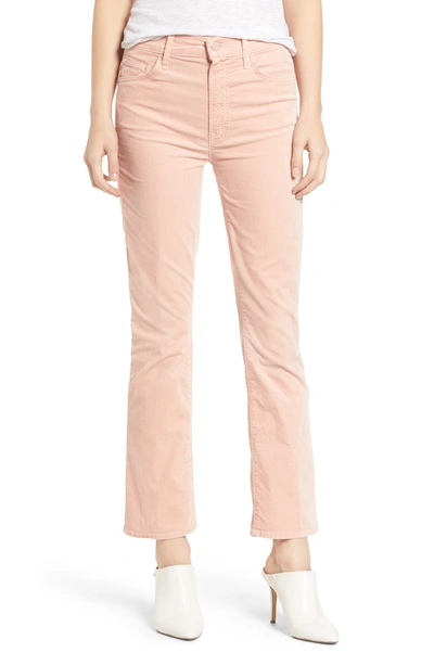 Shop Mother The Insider Ankle Velour Pants In Petal Pink