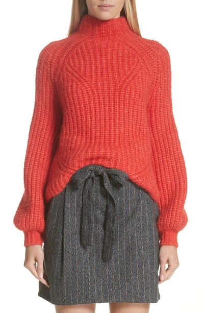 Shop Ulla Johnson Micha Puff Sleeve Sweater In Crimson