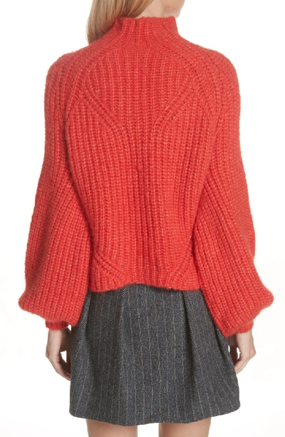 Shop Ulla Johnson Micha Puff Sleeve Sweater In Crimson