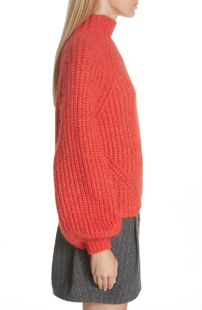 Shop Ulla Johnson Micha Puff Sleeve Sweater In Crimson