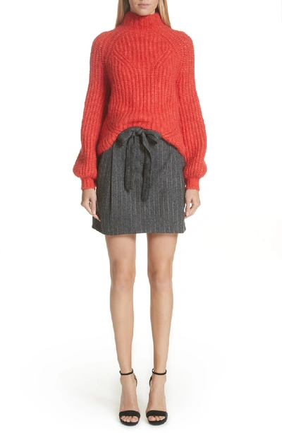 Shop Ulla Johnson Micha Puff Sleeve Sweater In Crimson