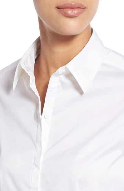 Shop Ming Wang Stretch Poplin Shirt In White