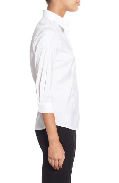 Shop Ming Wang Stretch Poplin Shirt In White