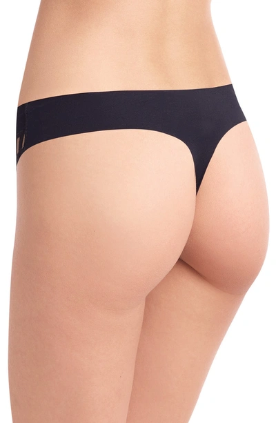 Shop Commando Stripped Mesh Stripe Thong In Black