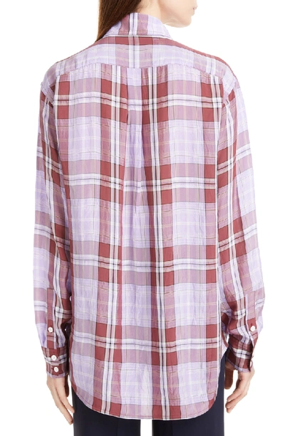 Shop Victoria Beckham Plaid Shirt In Lilac / Cherry