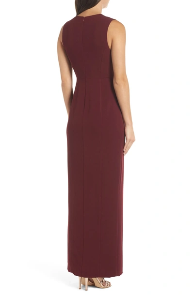 Shop Wayf The Casey Plunge Neck Gown In Cabernet