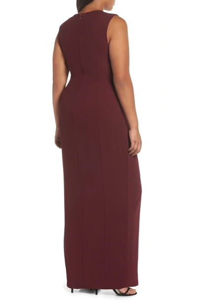 Shop Wayf The Casey Plunge Neck Gown In Cabernet