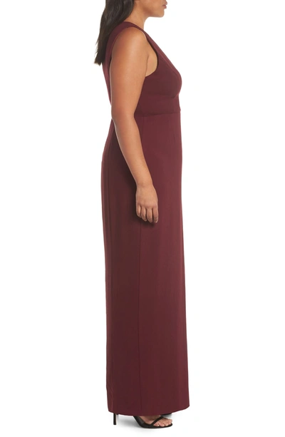 Shop Wayf The Casey Plunge Neck Gown In Cabernet
