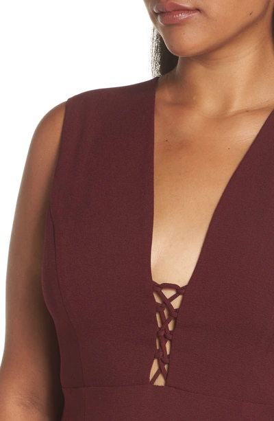 Shop Wayf The Casey Plunge Neck Gown In Cabernet