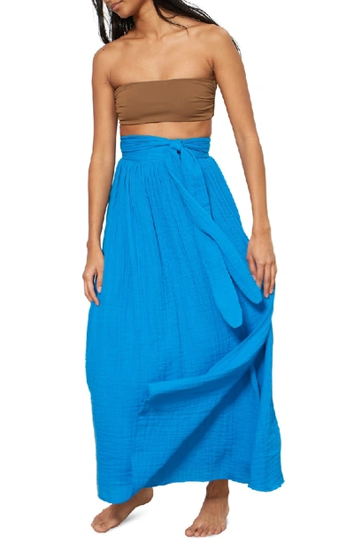 Shop Mara Hoffman Katrine Wrap Skirt In Blue