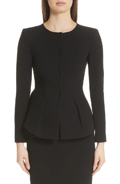 Shop Emporio Armani Wool Peplum Jacket In Black