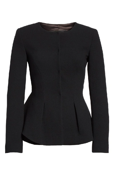Shop Emporio Armani Wool Peplum Jacket In Black