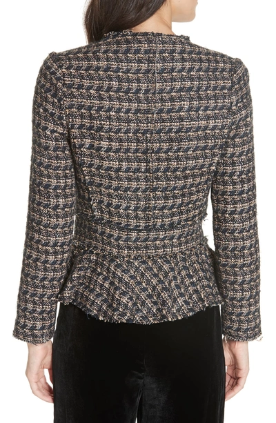 Shop Rebecca Taylor Zip Front Tweed Peplum Jacket In Multi