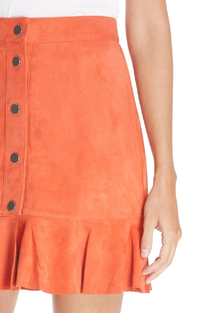 Shop Ganni Salvia Suede Skirt In Orange