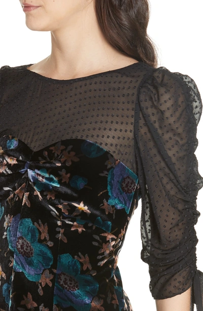 Shop Rebecca Taylor Velvet Illusion Lace Blouse In Black Combo