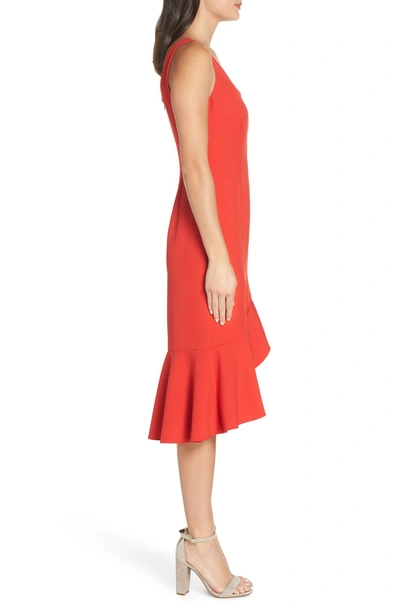 Shop Nsr Cristi Ruffle Hem Midi Dress In Red