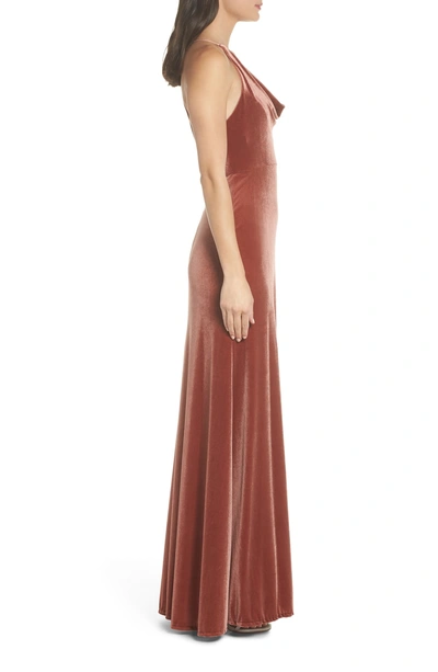 Shop Jenny Yoo Sullivan Velvet Cowl Neck Gown In English Rose