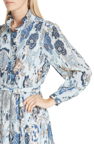 Tory Burch Deneuve Ruffle-trim Floral-print Dress In Blue Happy Times |  ModeSens