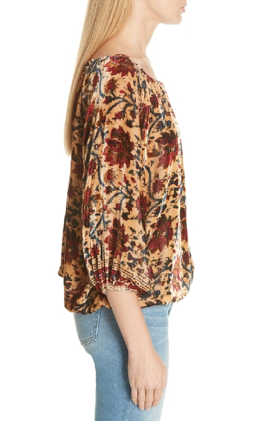 Shop Mes Demoiselles Cherie Velvet Blouse In Floral Multi