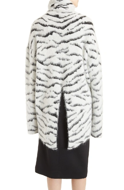 Shop Givenchy Zebra Stripe Mohair Blend Turtleneck Sweater In White