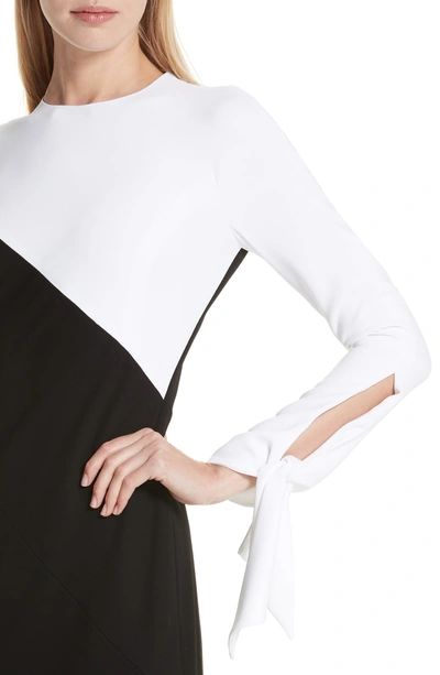 Shop Carolina Herrera Bicolor Tie Cuff Bias Cut Gown In Black/ White