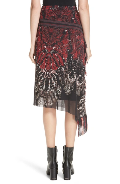 Shop Fuzzi Mixed Paisley Fringe Skirt In Rosso