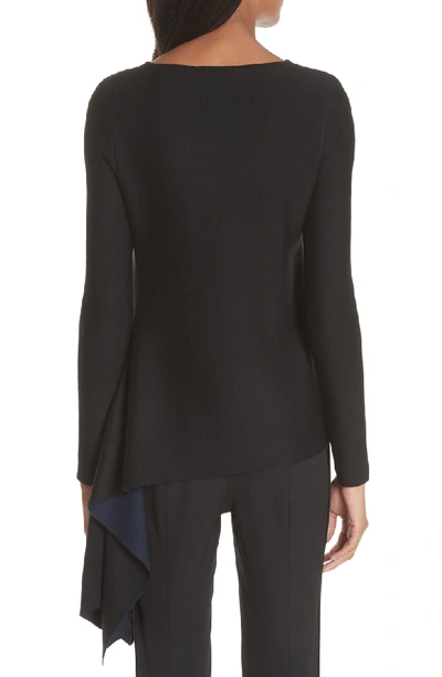 Shop Oscar De La Renta Sequin Drape Sweater In Black/ Black