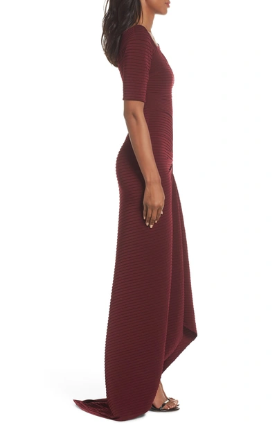 Shop Tadashi Shoji Pintuck Pleat Jersey Gown In Wine