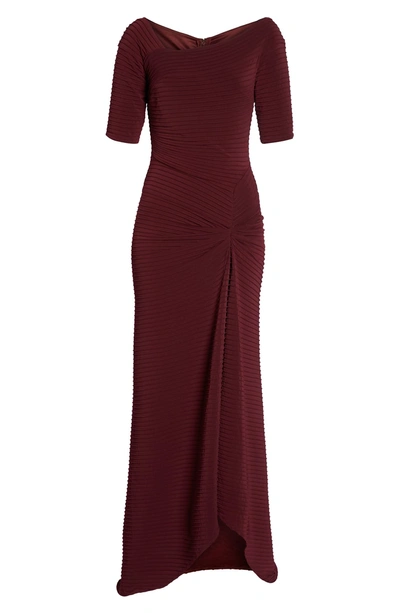 Shop Tadashi Shoji Pintuck Pleat Jersey Gown In Wine