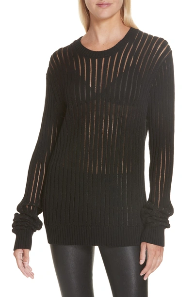 Shop Helmut Lang Sheer Stripe Sweater In Black