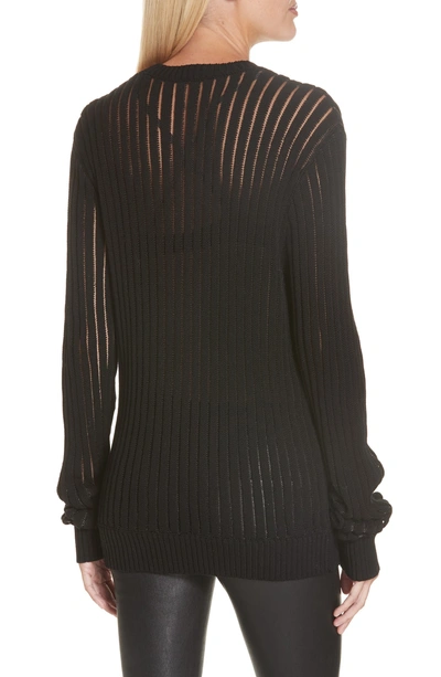 Shop Helmut Lang Sheer Stripe Sweater In Black
