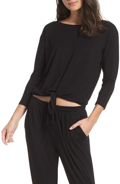 Shop Bb Dakota Tie Front Pajama Top In Black