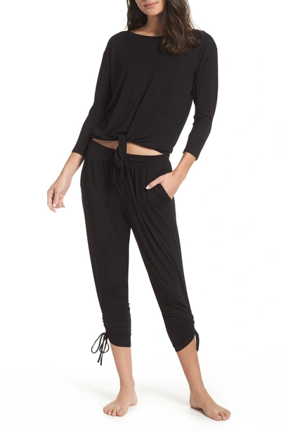 Shop Bb Dakota Tie Front Pajama Top In Black