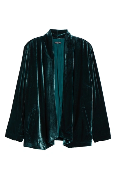 Shop Eileen Fisher Angled Front Velvet Jacket In Pine