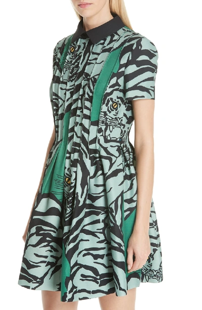 Shop Valentino Tiger Re-edition Fit & Flare Dress In Green/powder Green